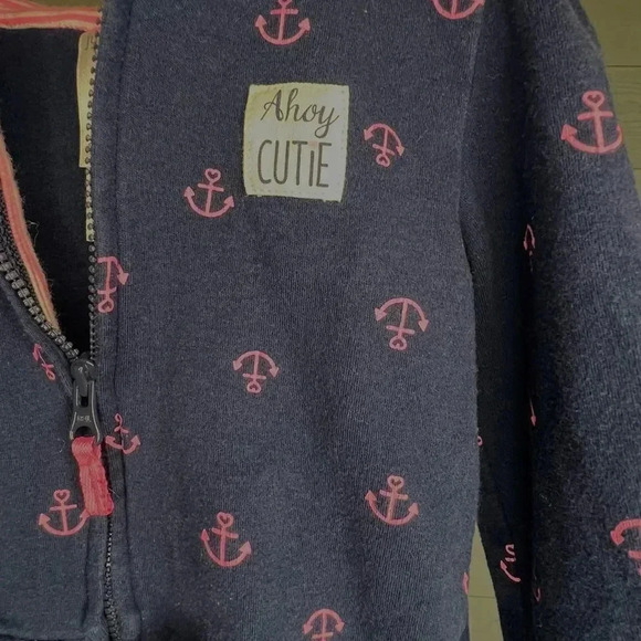 Just one You by Carter’s full zip hoodie Navy with anchor print, Size 12 months - Picture 4 of 5
